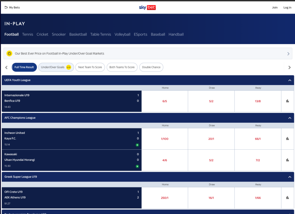 SkyBet In-Play